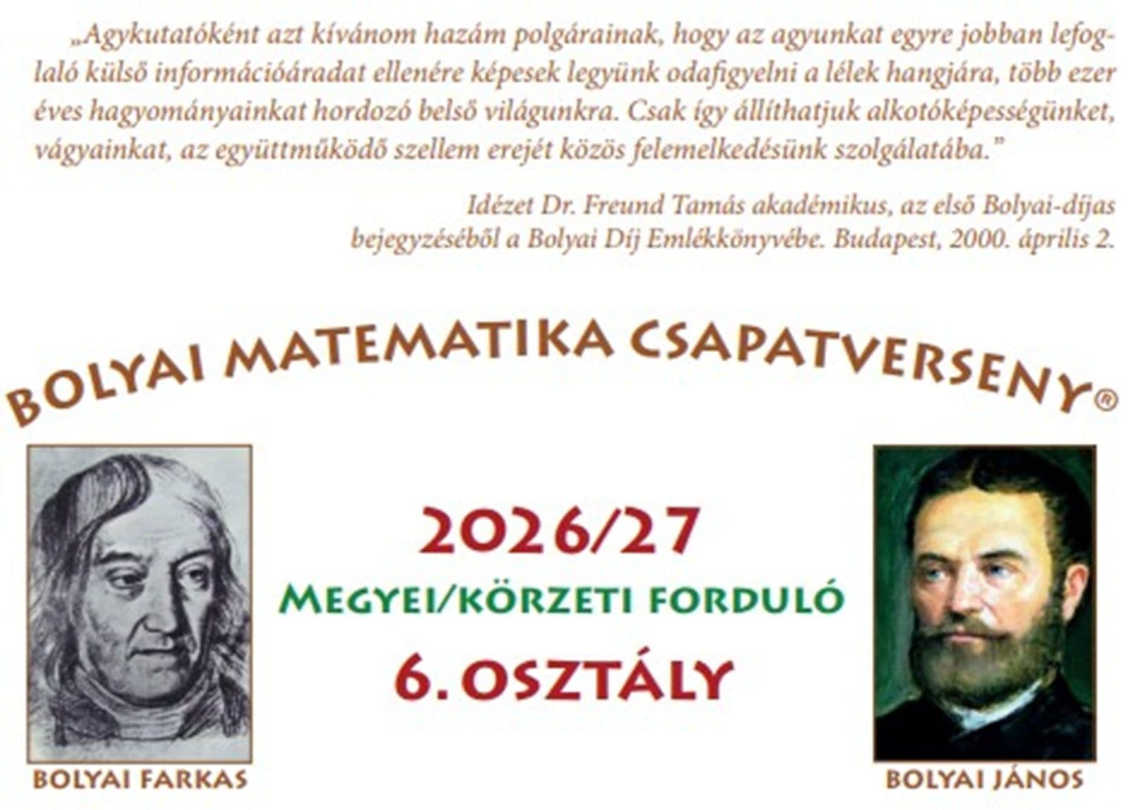 Bolyai Matematika csapatverseny, megyei forduló, 2026. 10.09.